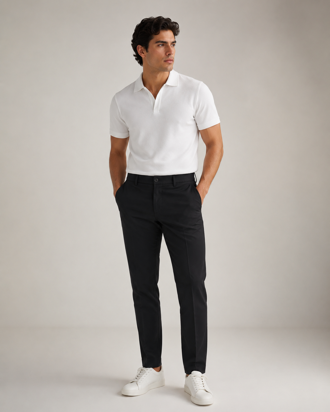 Polo Texturizado Manga Corta Blanco