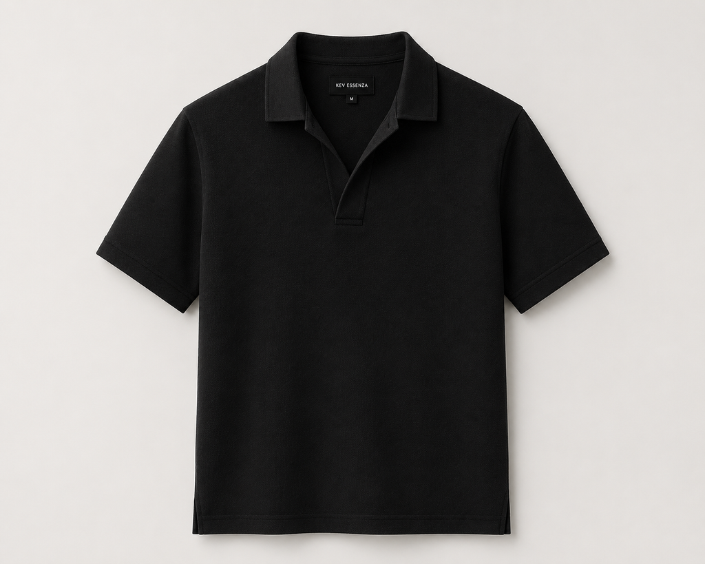 Polo Texturizado Manga Corta Negro