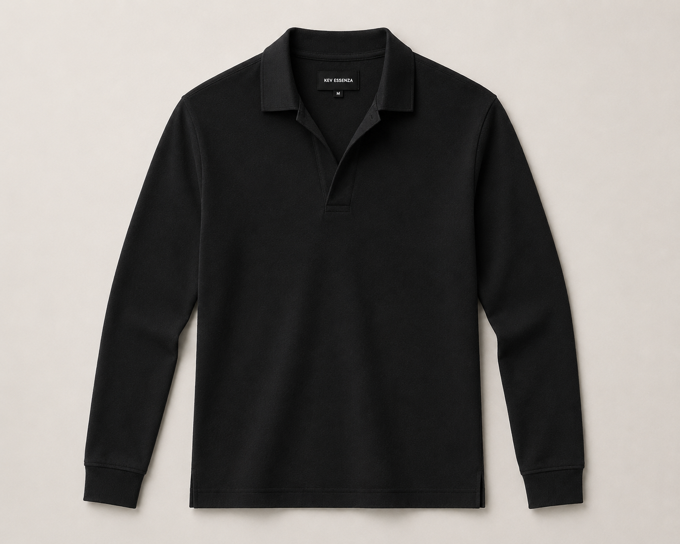 Polo Texturizado Manga Larga Negro