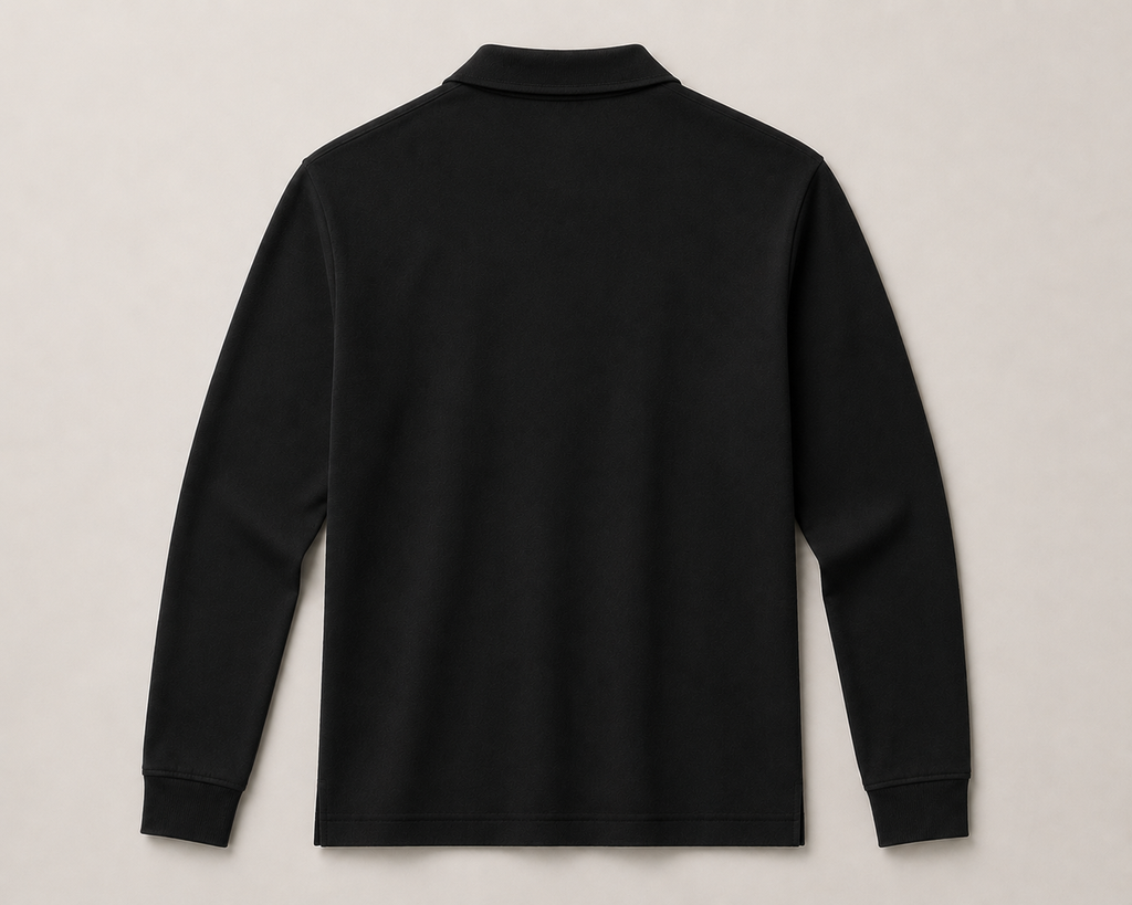 Polo Texturizado Manga Larga Negro