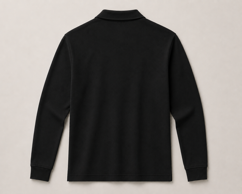 Polo Texturizado Manga Larga Negro